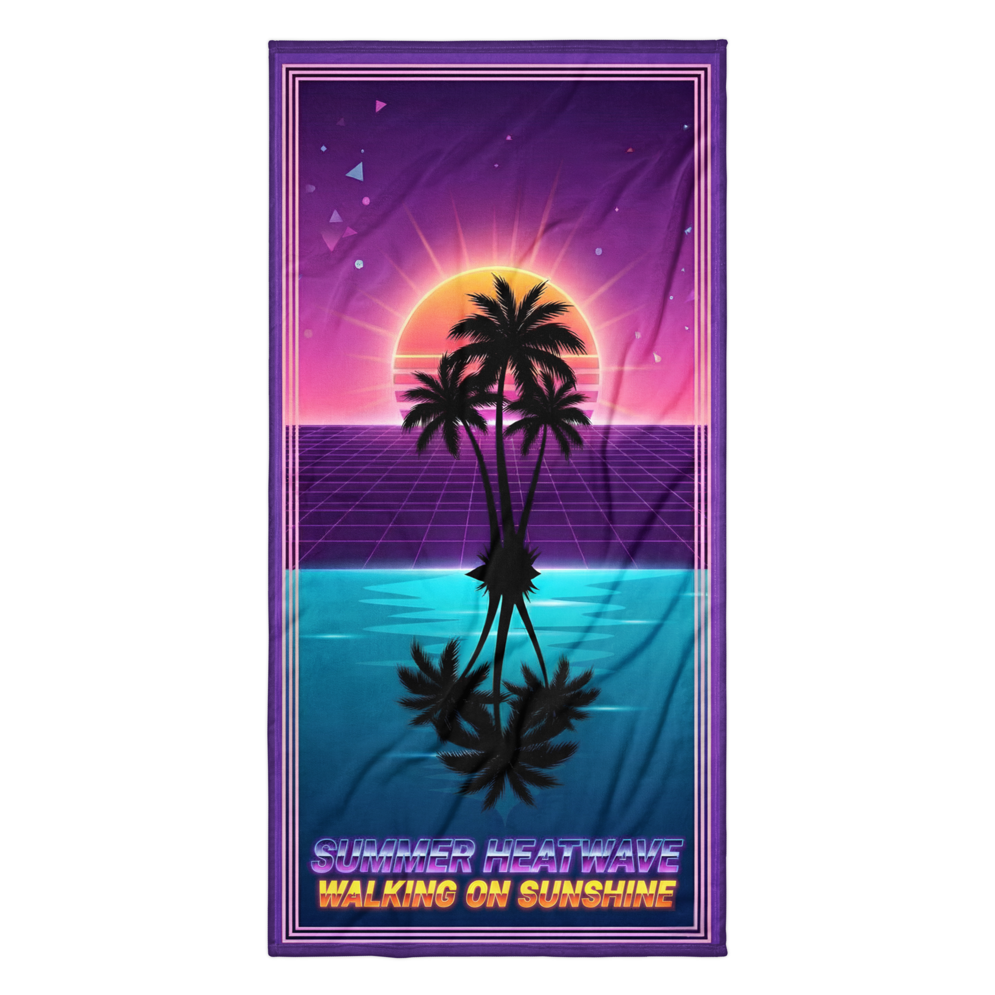 The Walking on Sunshine Synthwave Beach Towel
