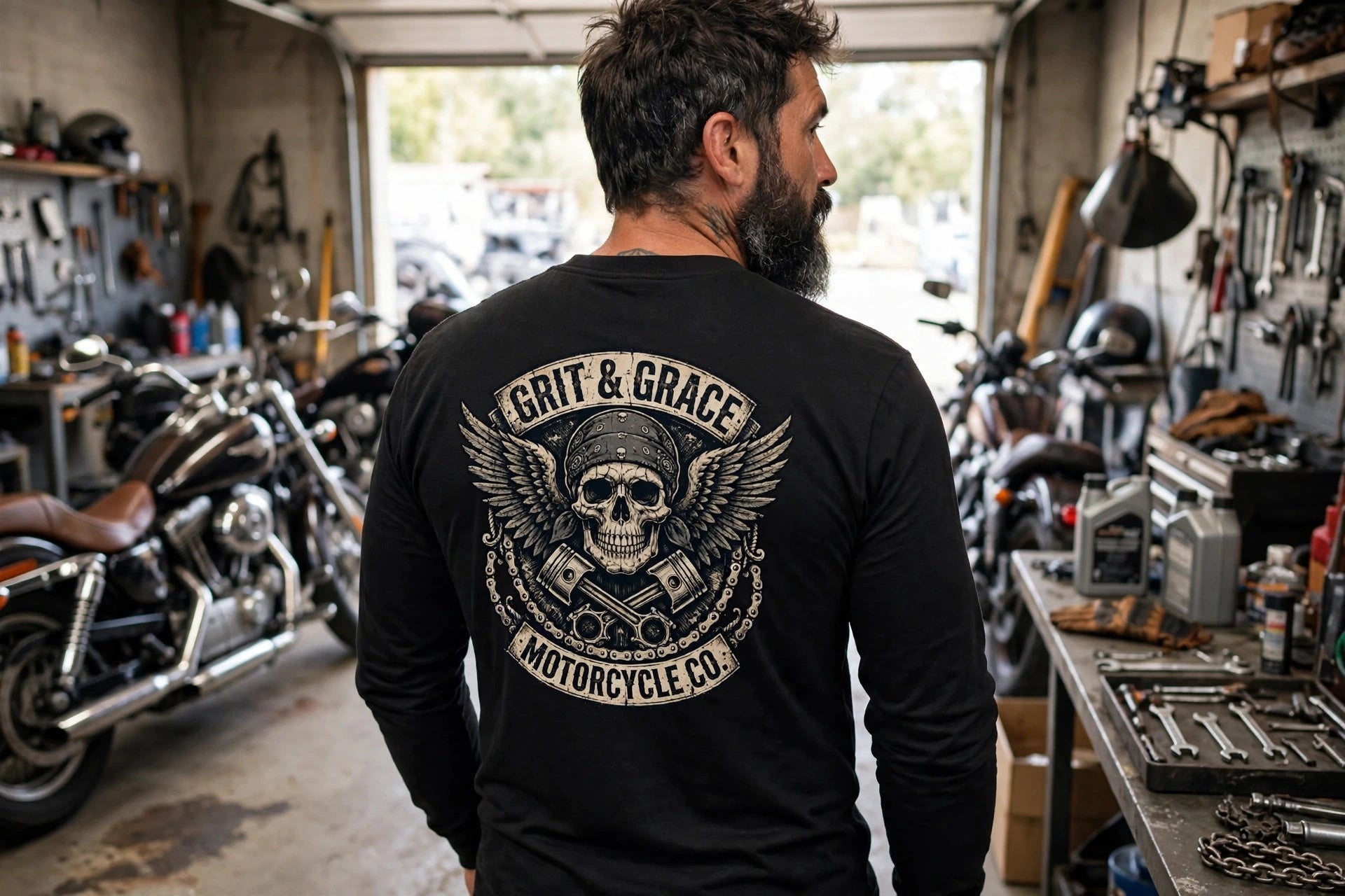 GRIT & Grace Motorcycle Club Graphic Long Sleeve Shirtheavyweight long sleeve tee copy