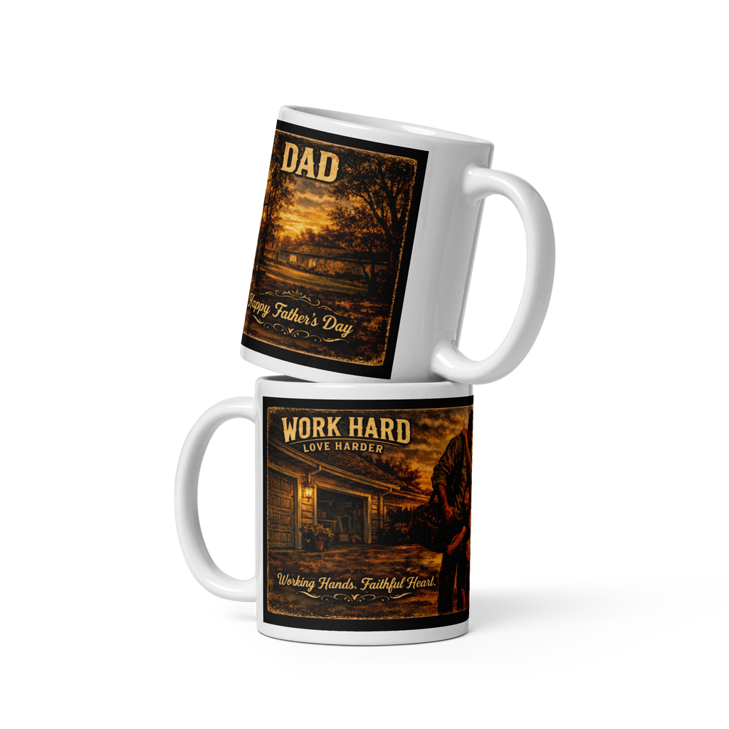 Work Hard Love Harder Vintage Father's Day Coffee Mug