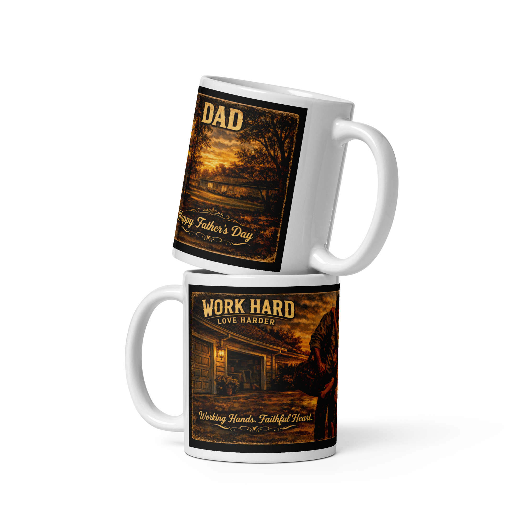 Work Hard Love Harder Vintage Father's Day Coffee Mug