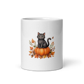 Cozy Autumn Cat & Pumpkin Ceramic Mug (11oz)