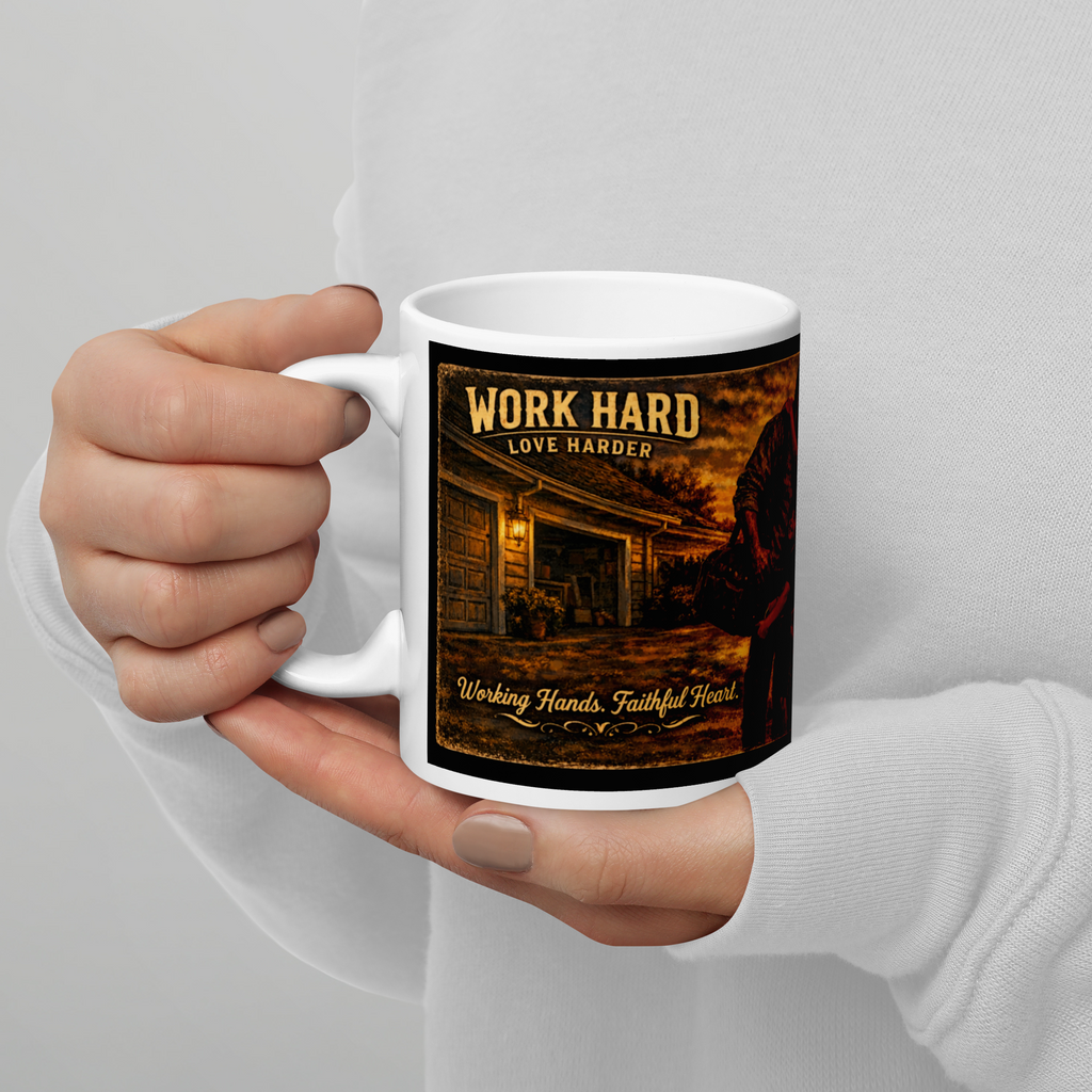 Work Hard Love Harder Vintage Father's Day Coffee Mug