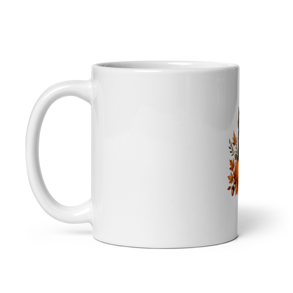Cozy Autumn Cat & Pumpkin Ceramic Mug (11oz)