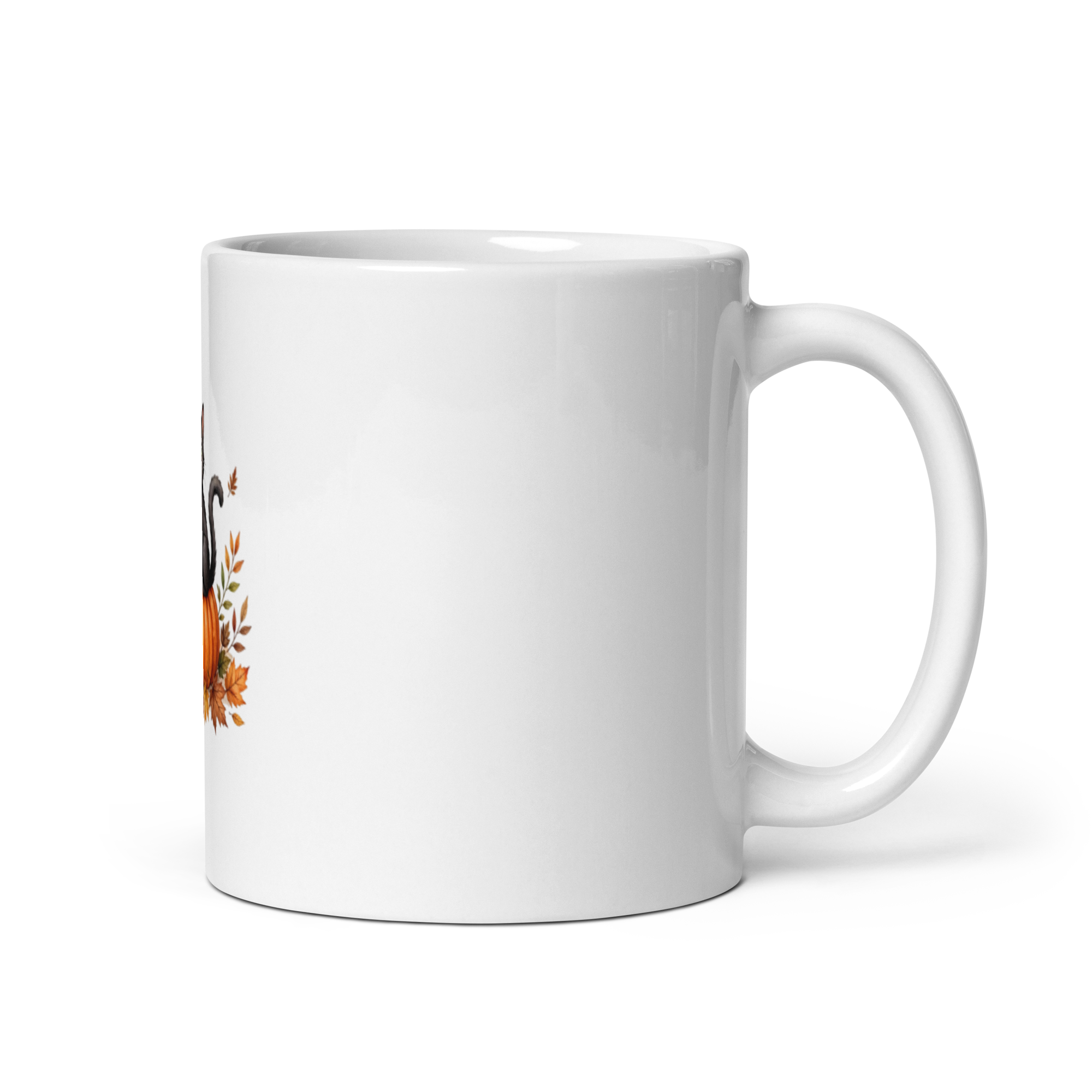 Cozy Autumn Cat & Pumpkin Ceramic Mug (11oz)