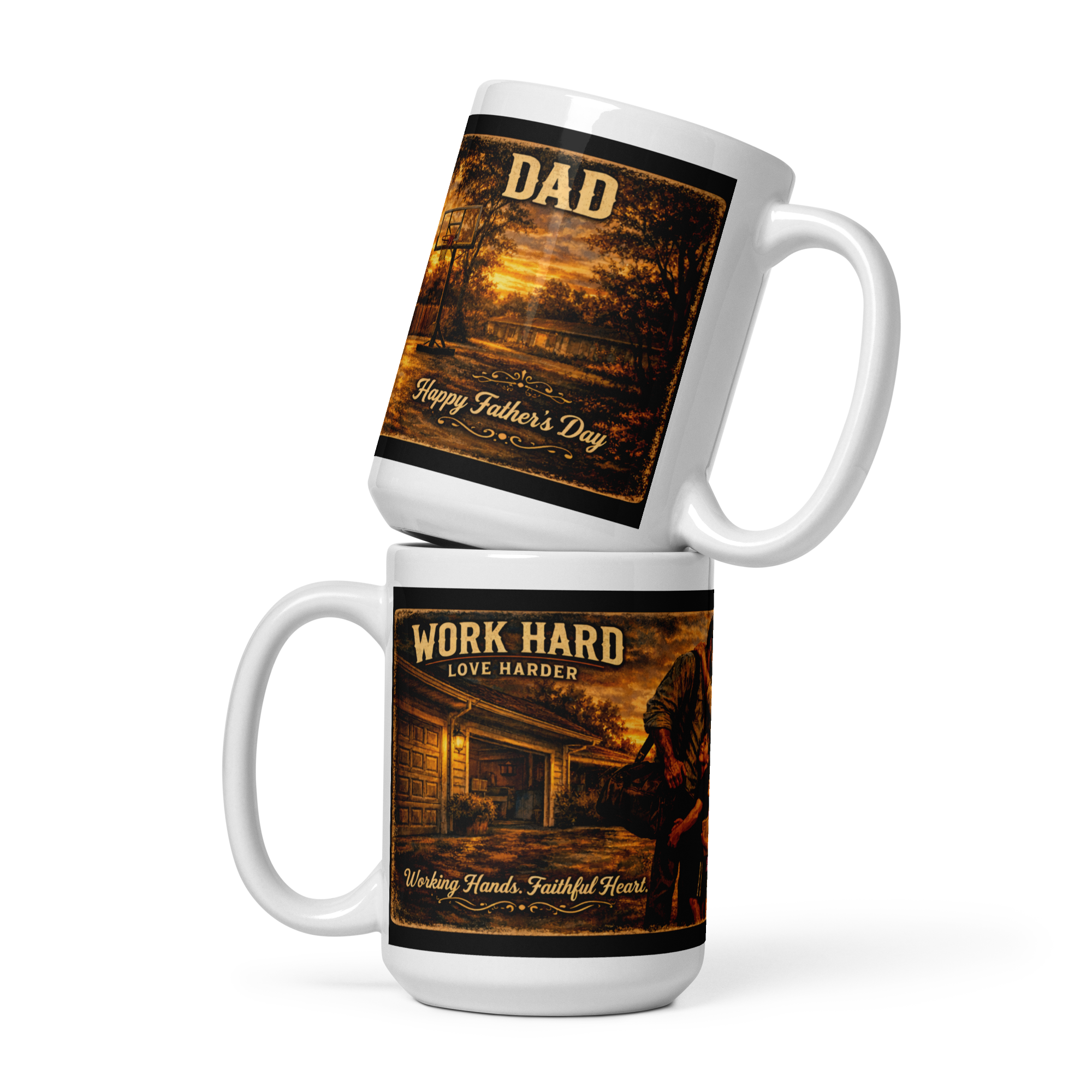 Work Hard Love Harder Vintage Father's Day Coffee Mug