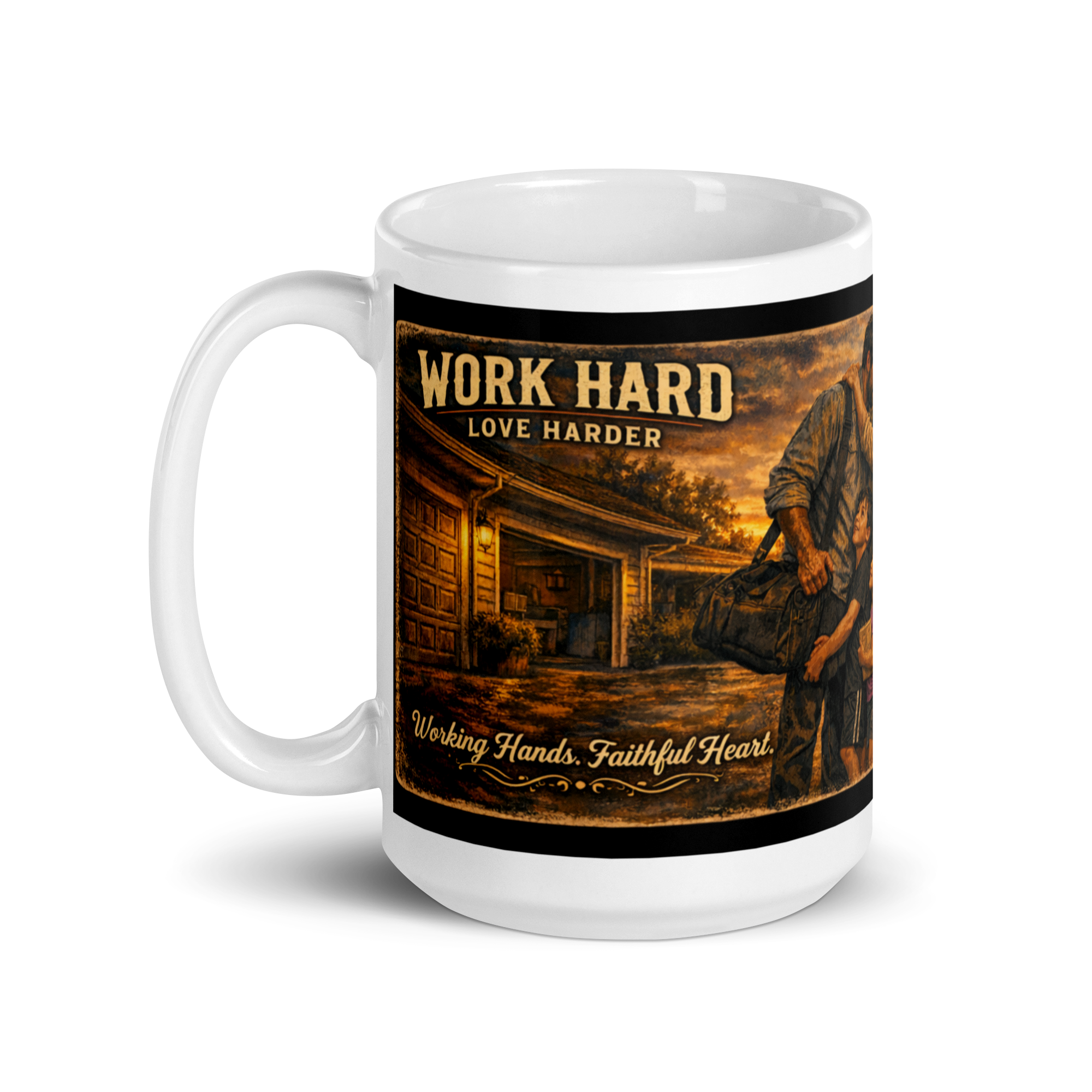 Work Hard Love Harder Vintage Father's Day Coffee Mug